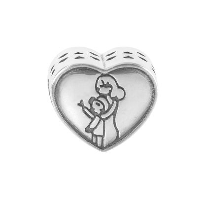 Sterling Silver Best Mom Heart Charm – Mother Daughter Love Bead