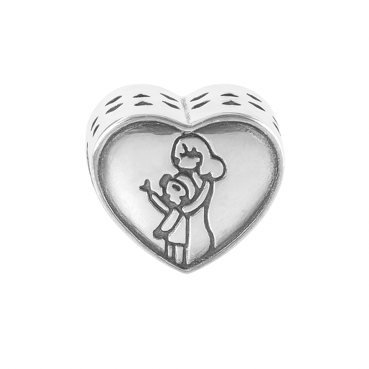 Sterling Silver Best Mom Heart Charm – Mother Daughter Love Bead