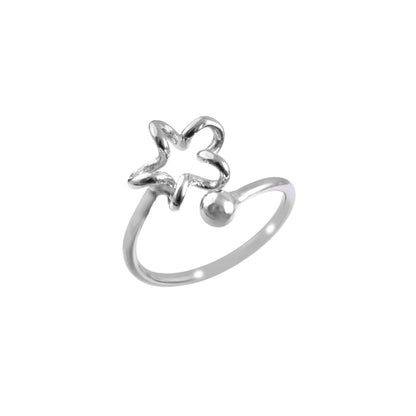 925 Silver Abstract Flower Ring | Minimal Open Band Sterling Silver Ring for Women - Zirak Silver