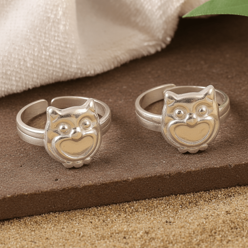 925 Silver Adjustable Owl Design Toe Ring – Handmade Animal Motif Jewelry - Zirak Silver