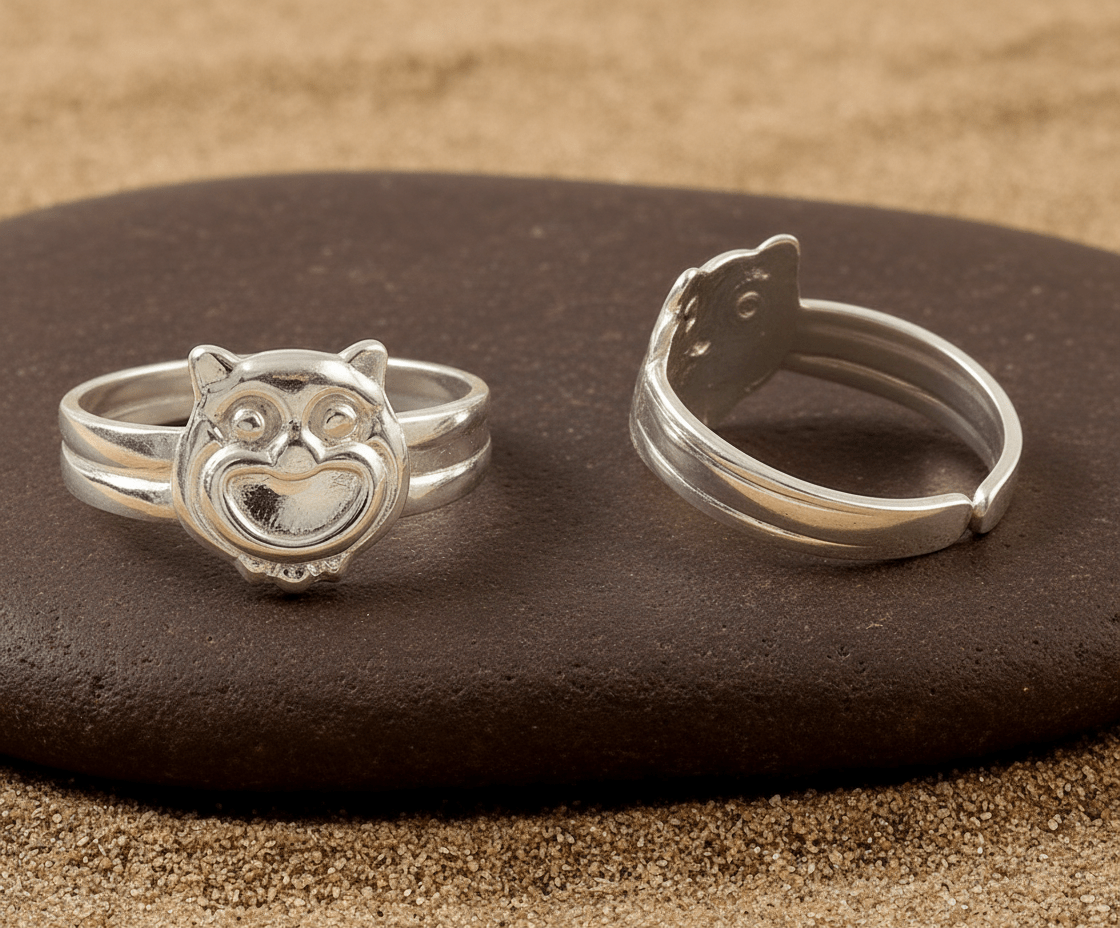 925 Silver Adjustable Owl Design Toe Ring – Handmade Animal Motif Jewelry - Zirak Silver