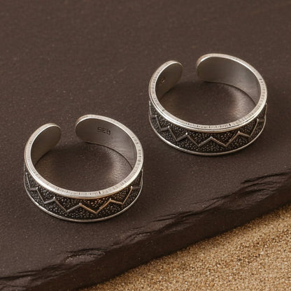 925 Silver Adjustable Toe Ring with Oxidized Zigzag Tribal Design – Handmade Ethnic Jewelry - Zirak Silver