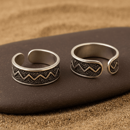 925 Silver Adjustable Toe Ring with Oxidized Zigzag Tribal Design – Handmade Ethnic Jewelry - Zirak Silver