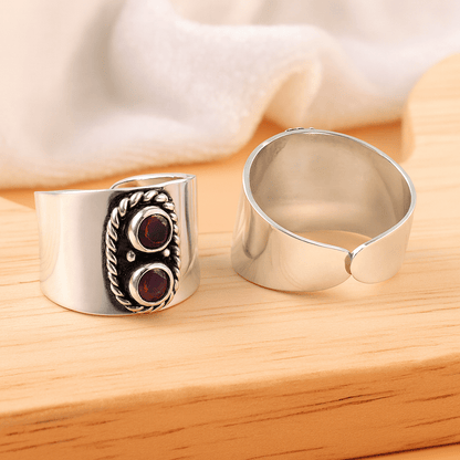 925 Silver Adjustable Toe Ring with Ruby Red Cubic Zirconia Stones – Handmade Ethnic Boho Jewelry - Zirak Silver