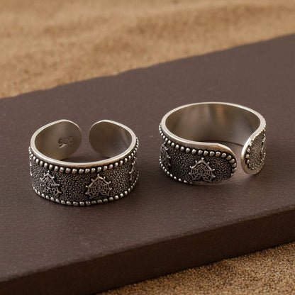 925 Silver Adjustable Wide Band Toe Rings with Mandala Design – Oxidized Ethnic Foot Jewelry - Zirak Silver