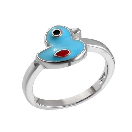 925 Silver Baby Duck Enamel Ring for Kids - Zirak Silver