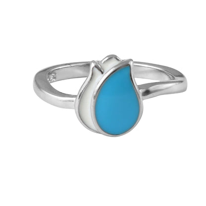 925 Silver Baby Ring with Blue & White Enamel Teardrop Design - Zirak Silver