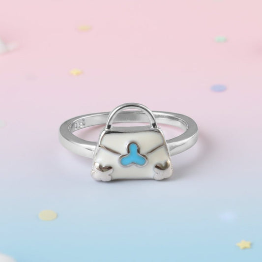 925 Silver Baby Ring with Enamel Handbag Design - Zirak Silver