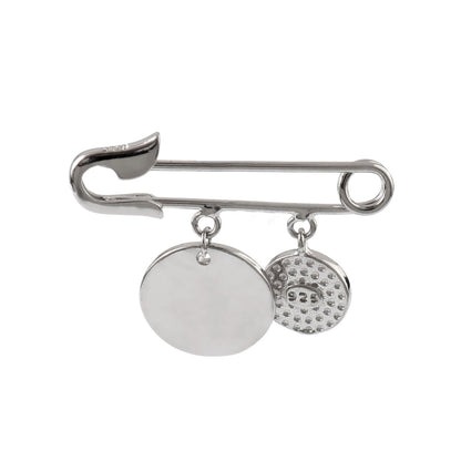 925 Silver Baby Safety Pin with Blue Evil Eye Enamel Charm - Zirak Silver