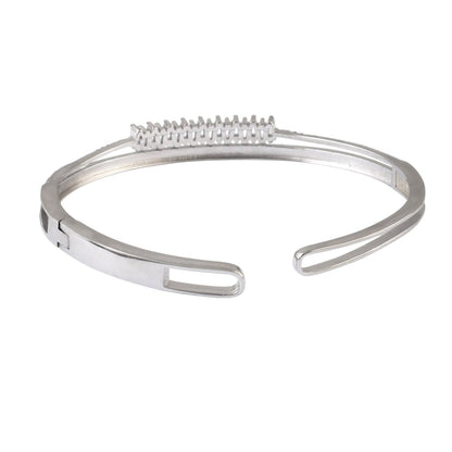 925 Silver Baguette CZ Open Cuff Bracelet - Zirak Silver