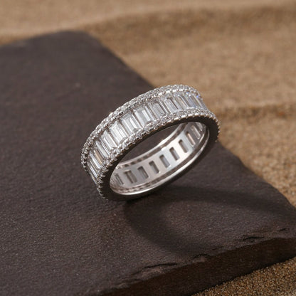 925 Silver Baguette Eternity Band | Classic Sterling Silver Full CZ Ring for Women - Zirak Silver