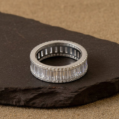 925 Silver Baguette Eternity Band | Classic Sterling Silver Full CZ Ring for Women - Zirak Silver
