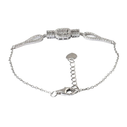 925 Silver Baguette Halo Statement Bracelet with Adjustable Chain - Zirak Silver