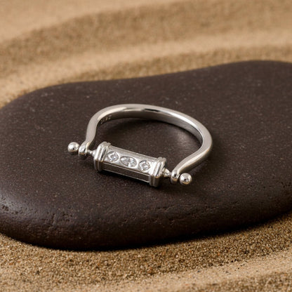 925 Silver Bar Scroll Ring | Heritage - Inspired Sterling Silver Ring for Women - Zirak Silver