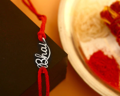 925 Silver "Bhai" Rakhi with Red Thread – Raksha Bandhan Bracelet for Brother - Zirak Silver