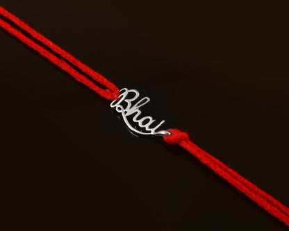 925 Silver "Bhai" Rakhi with Red Thread – Raksha Bandhan Bracelet for Brother - Zirak Silver
