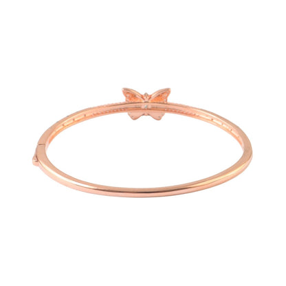 925 Silver Blue Opal Butterfly Rose Gold Bangle Bracelet - Zirak Silver