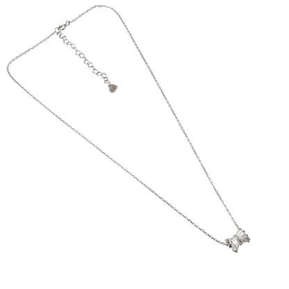 925 Silver Bow Crystal Pendant Necklace - Zirak Silver