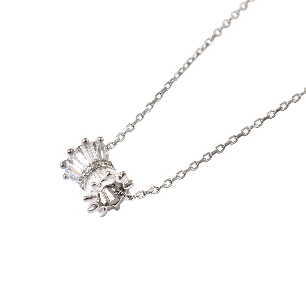 925 Silver Bow Crystal Pendant Necklace - Zirak Silver