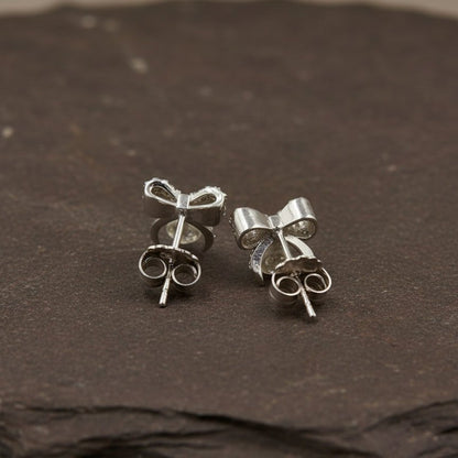 925 Silver Bow Pearl Stud Earrings - Zirak Silver