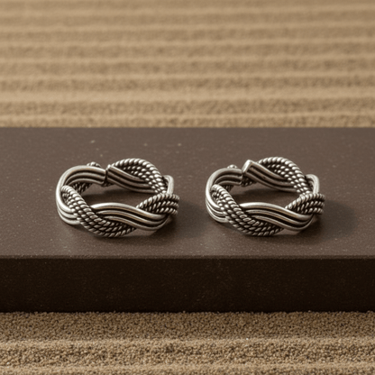 925 Silver Braided Knot Toe Ring – Adjustable Oxidized Rope Design - Zirak Silver
