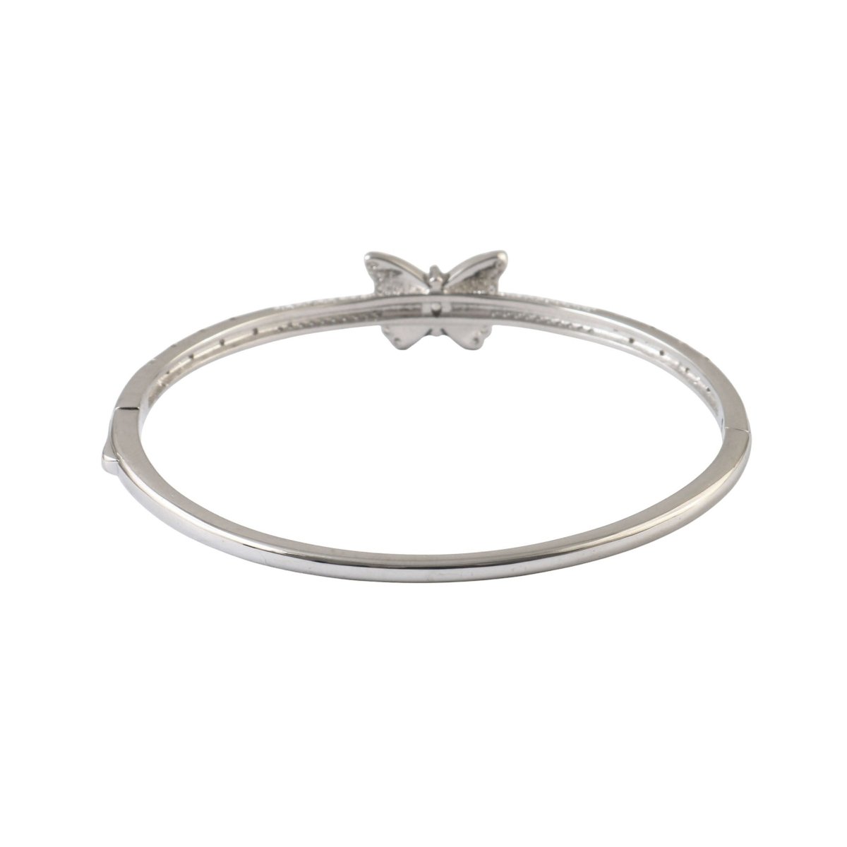925 Silver Butterfly Opal Bangle Bracelet with CZ Accents - Zirak Silver