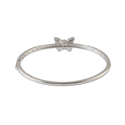 925 Silver Butterfly Opal Bangle Bracelet with CZ Accents - Zirak Silver