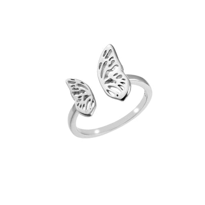 925 Silver Butterfly Wing Ring | Adjustable Sterling Silver Nature - Inspired Open Ring for Women - Zirak Silver