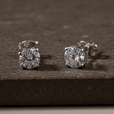 925 Silver Classic Solitaire CZ Stud Earrings - Zirak Silver