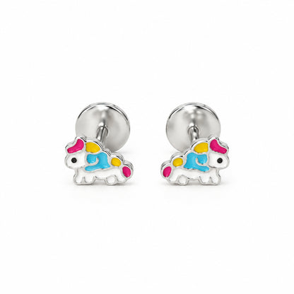 925 Silver Colorful Caterpillar Kids Stud Earrings - Zirak Silver