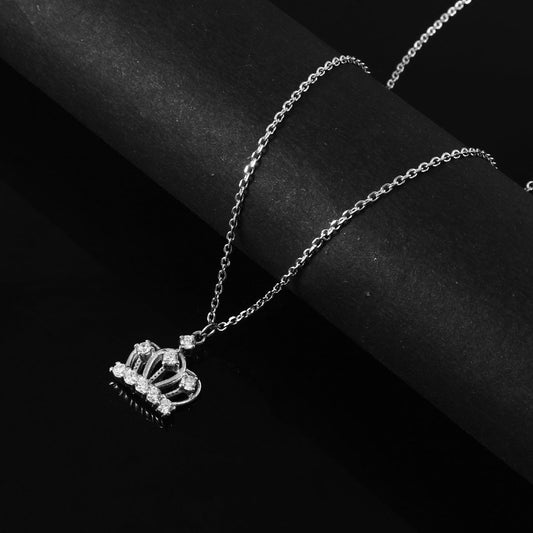 925 Silver Crown Pendant Necklace - Zirak Silver