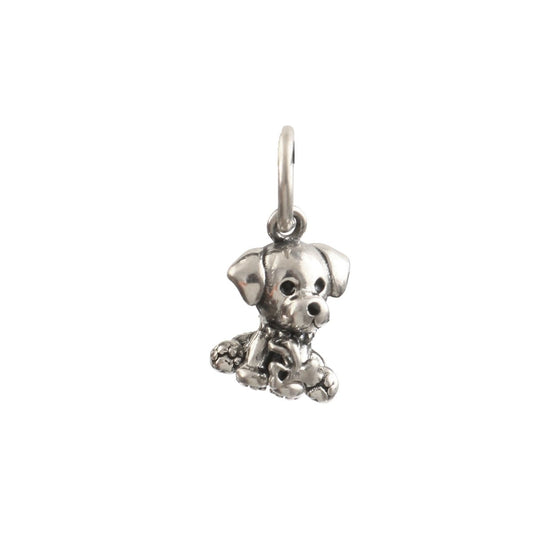 925 Silver Cute Puppy Charm Pendant – Playful Dog Jewelry Charm - Zirak Silver