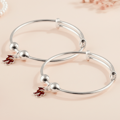 925 Silver Deer Charm Adjustable Bangles – Pair Bracelet Set - Zirak Silver