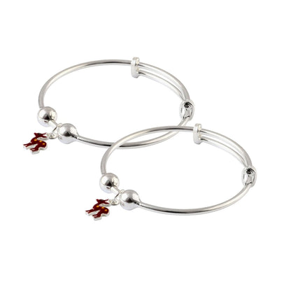 925 Silver Deer Charm Adjustable Bangles – Pair Bracelet Set - Zirak Silver