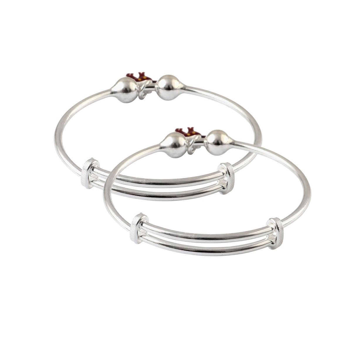 925 Silver Deer Charm Adjustable Bangles – Pair Bracelet Set - Zirak Silver