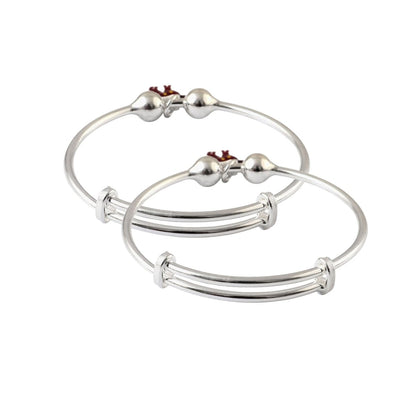 925 Silver Deer Charm Adjustable Bangles – Pair Bracelet Set - Zirak Silver