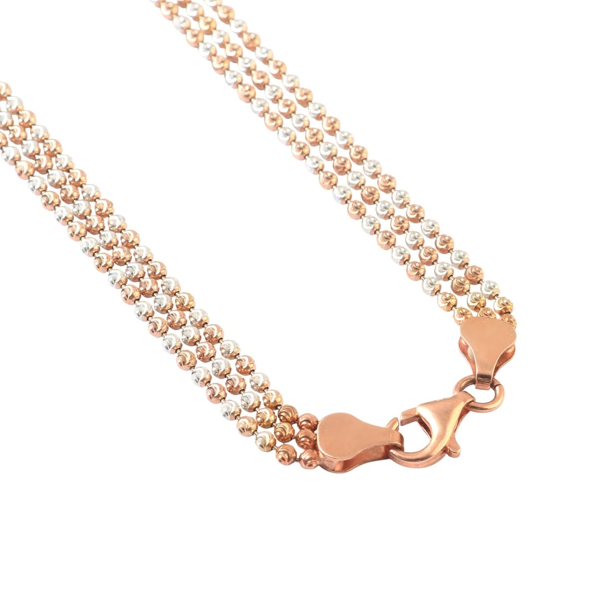 925 Silver Dual - Tone Beaded Necklace with Rose Gold Accents - Zirak Silver