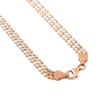 925 Silver Dual - Tone Beaded Necklace with Rose Gold Accents - Zirak Silver