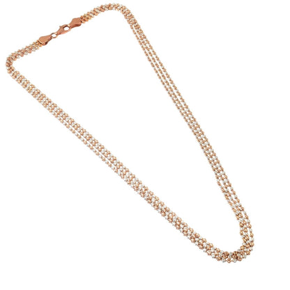 925 Silver Dual - Tone Beaded Necklace with Rose Gold Accents - Zirak Silver