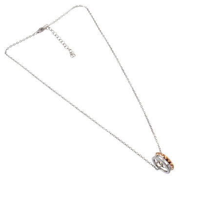 925 Silver Dual Tone Interlocking Ring Pendant Necklace - Zirak Silver