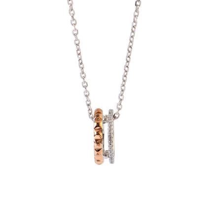 925 Silver Dual Tone Interlocking Ring Pendant Necklace - Zirak Silver
