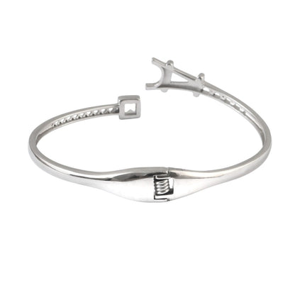 925 Silver Eiffel Tower Openable Bracelet with Square CZ Accent - Zirak Silver