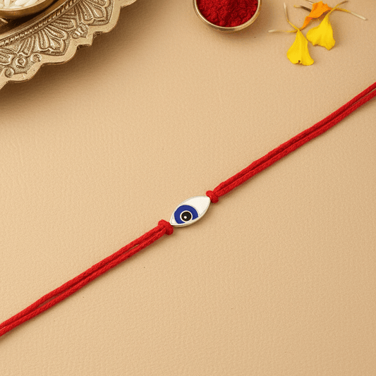 925 Silver Evil Eye Rakhi with Red Thread | Nazar Suraksha Rakhi - Zirak Silver