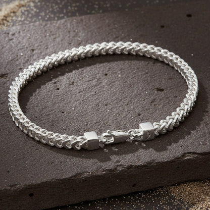 925 Silver Flat Cuban Chain Bracelet for Men & Women - Zirak Silver