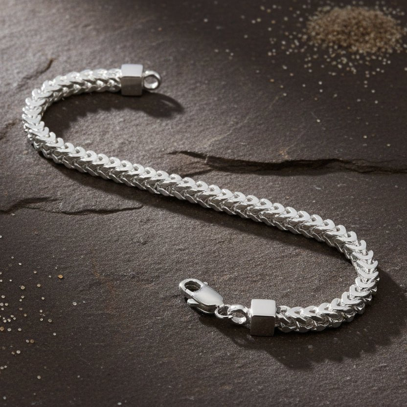 925 Silver Flat Cuban Chain Bracelet for Men & Women - Zirak Silver