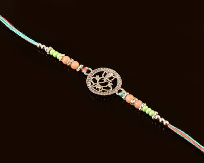 925 Silver Ganesha Rakhi | Ganpati Raksha Bandhan Thread with Beads | Sacred Rakhi for Brother - Zirak Silver