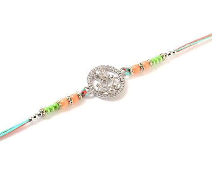925 Silver Ganesha Rakhi | Ganpati Raksha Bandhan Thread with Beads | Sacred Rakhi for Brother - Zirak Silver