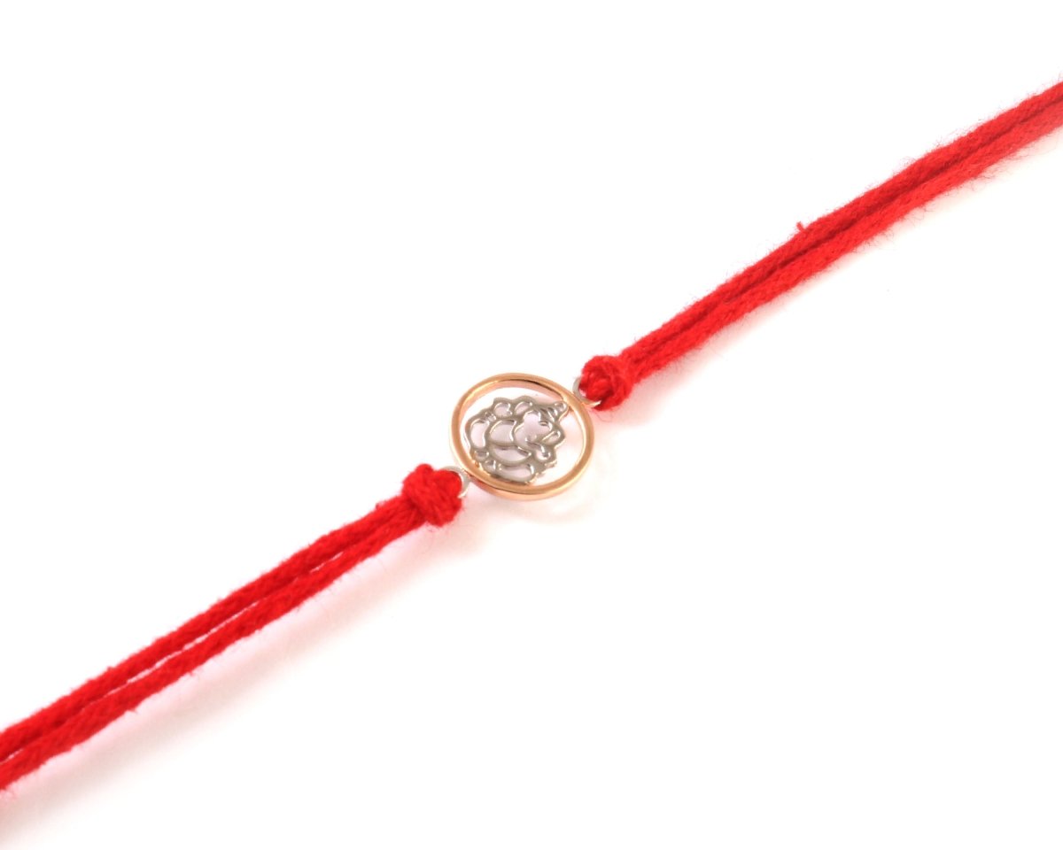 925 Silver Ganesha Rakhi on Red Mauli Thread | Handmade Raksha Bandhan Bracelet - Zirak Silver