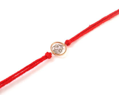 925 Silver Ganesha Rakhi on Red Mauli Thread | Handmade Raksha Bandhan Bracelet - Zirak Silver