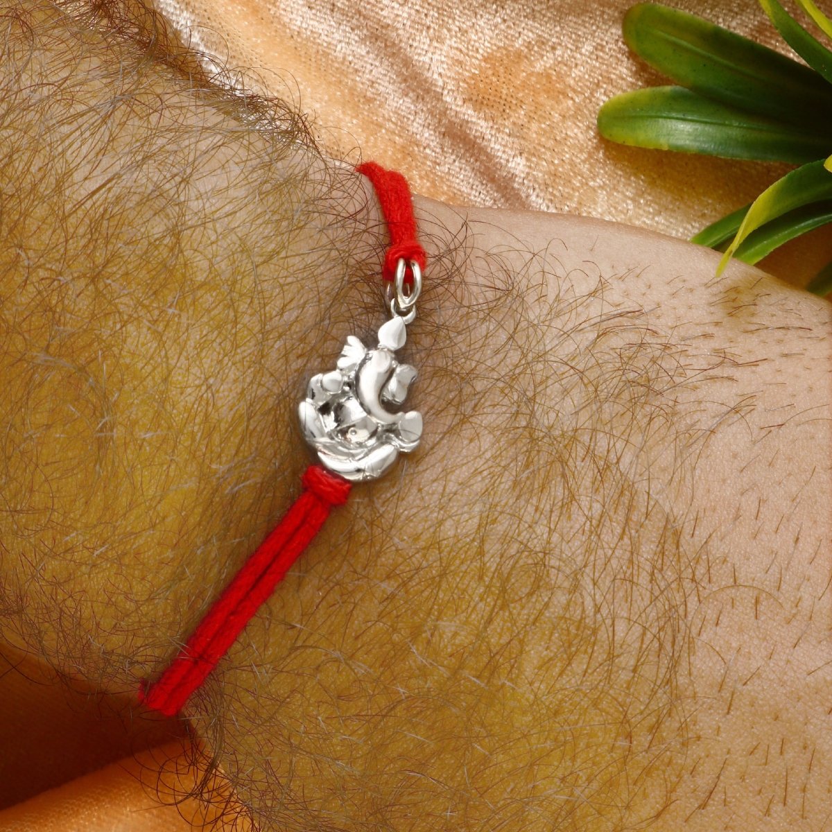 925 Silver Ganesha Rakhi with Red Thread – Auspicious Lord Ganpati Rakhi for Brother - Zirak Silver